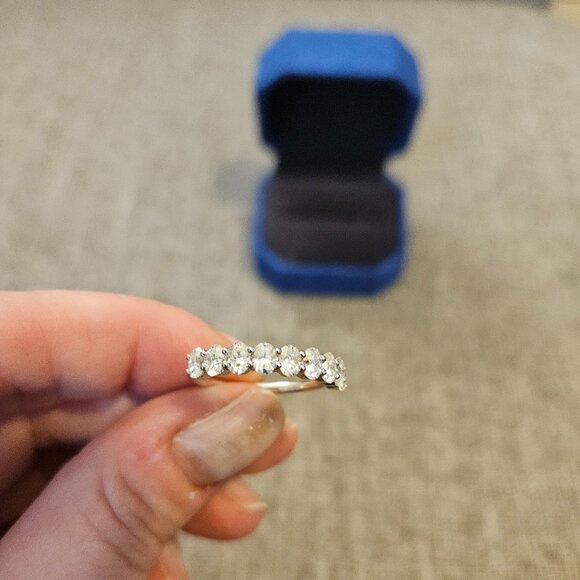 1.8 CT Oval Cut Semi Eternal Vintage Stacked Band Moissanite Ring - Picture 5 of 8